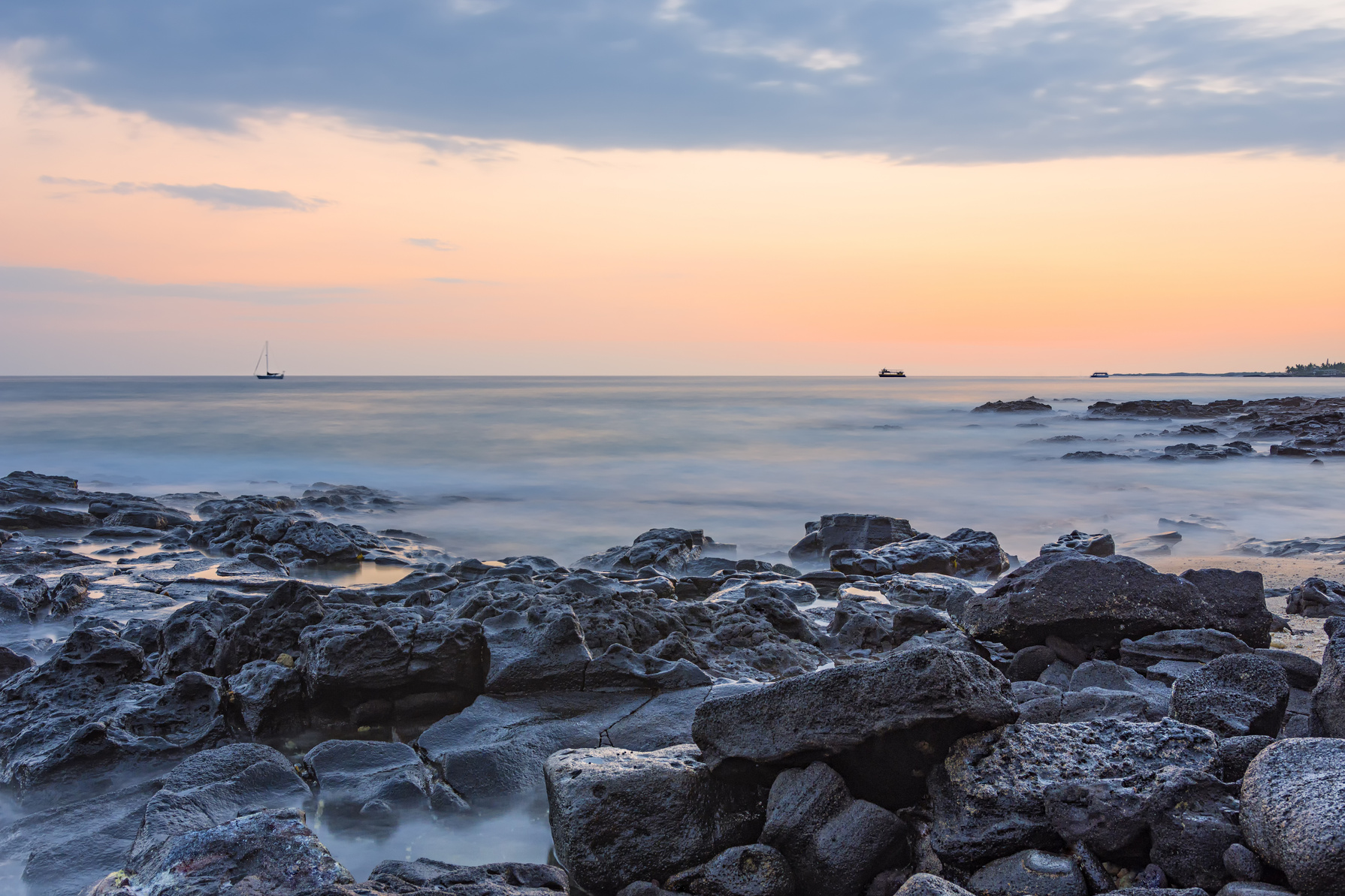 Ocean Surf at Sunset Kailua-Kona Big Island Hawaii USA